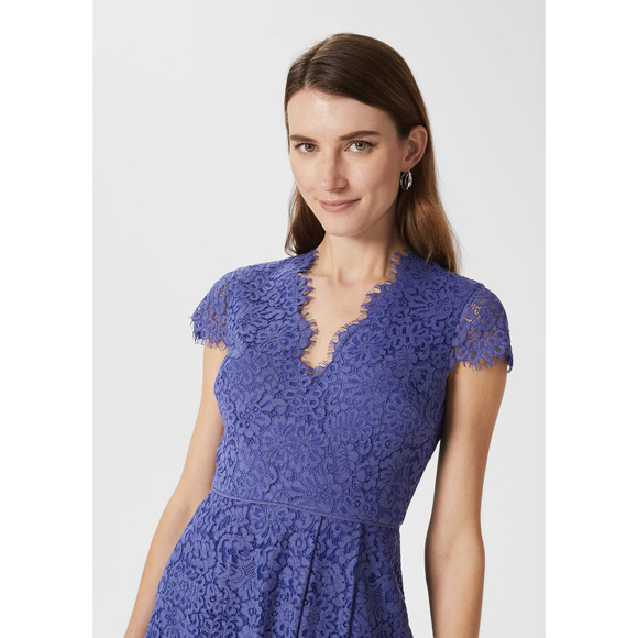 NEW Hobbs London Anastasia Blue Fit and Flare Lace Dress Size 14 - Picture 4 of 4